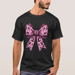 Camiseta Laço Coquete Padrão de Treino de Pilates Rosa