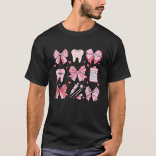 Camiseta Laço Coquete Rosa Dentista Fofo Esquadrão Odontoló