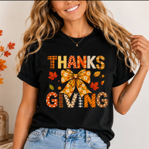 Camiseta Laço Coquette Dia de Ação de Graças Presente de A