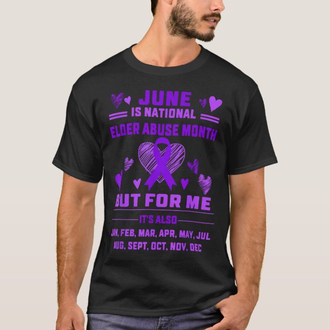 Camiseta Laço Coração Junho É Abuso de Idosos Nacional (Frente)