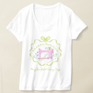 Camiseta Laço Costura Verde Branco