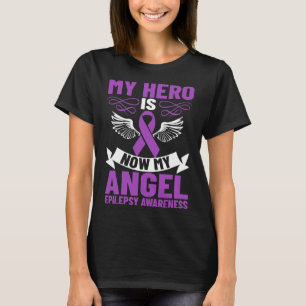 Camiseta Laço da Epilepsia Meu Herói Agora É Meu Anjo Epile