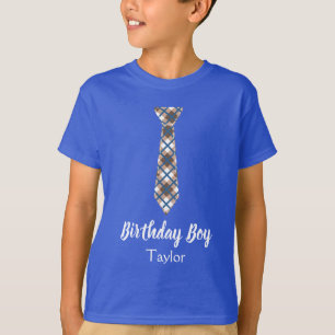 Camiseta Laço da xadrez do menino do aniversário