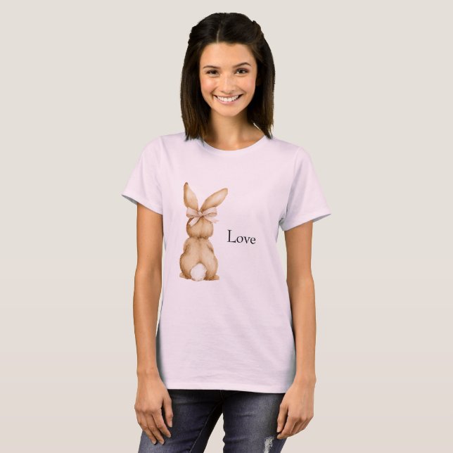 Camiseta Laço de Coelho Rosa Cauda Branca (Frente Completa)