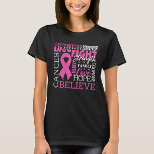 Camiseta Laço de Conscientização do Câncer de Mama Câncer d