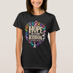 Camiseta Laço de Conscientização do Câncer Esperança Tem Mu