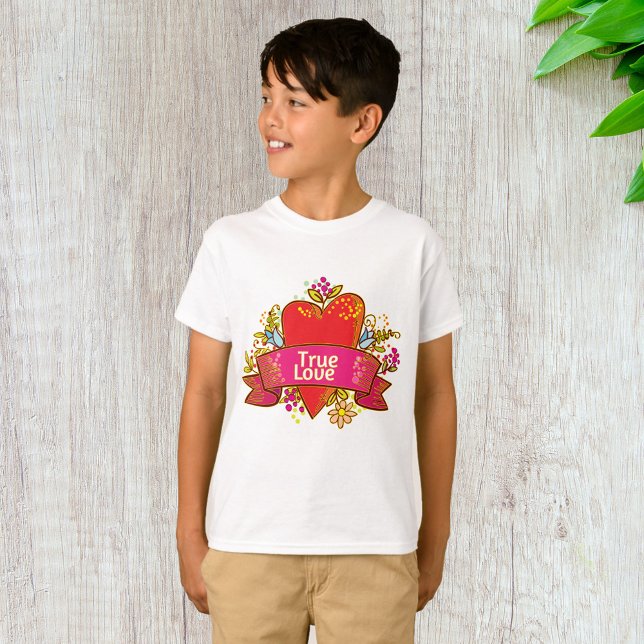 Camiseta Laço de Coração de Amor Verdadeiro com Elementos F (Criador carregado)