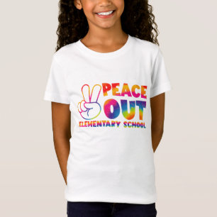 Camiseta Laço de Cores da Escola Primária Peace Out Último 