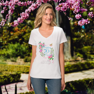 Camiseta Laço de Rosa Rosa de 70 Anos