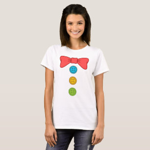 Camiseta Laço e Botões de Fantasia de Palhaço de Halloween