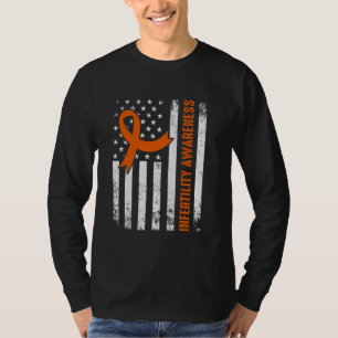 Camiseta Laço Laranja Coração Conscientização Infertilidade