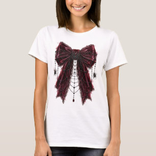 Camiseta Laço Preto de Renda Gótica com Coquete Spiders