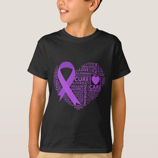 Camiseta Laço Roxo Coração de Conscientização (Frente)