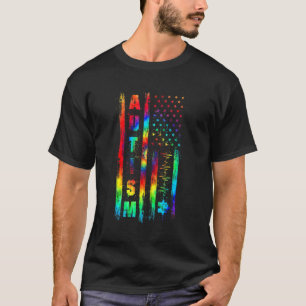 Camiseta Laço Tie Dye de Conscientização do Autismo Bandeir