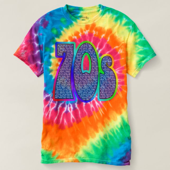 Camiseta Laço-tintura do slogan 70s! (Frente do Design)