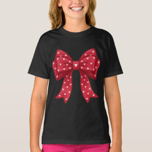 Camiseta Laço Vermelho da Coquette com Corações Brancos na