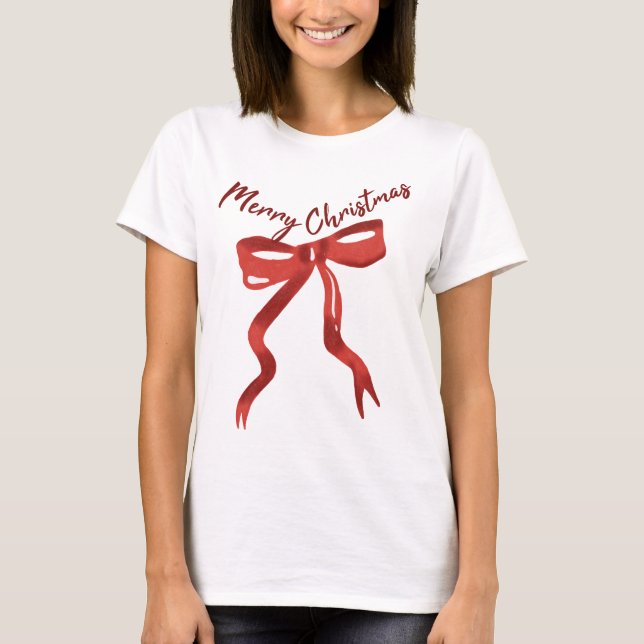 Camiseta Laço Vermelho Feliz Natal (Frente)