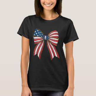 Camiseta Laços Coquette Retro 4 de Julho Bandeira Americana