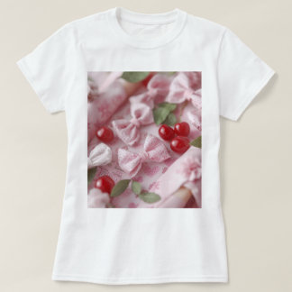 Camiseta Laços rosas & cerejas coquete
