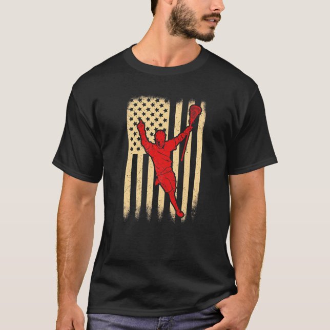 Camiseta Lacrosse American Flag Cross Lacrosse Sticks Men W (Frente)