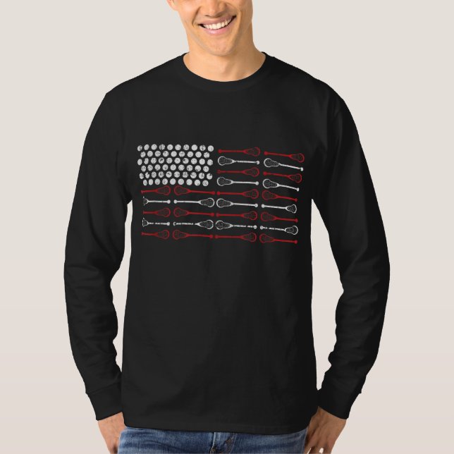 Camiseta Lacrosse American Flag Lax Mãe design (Frente)