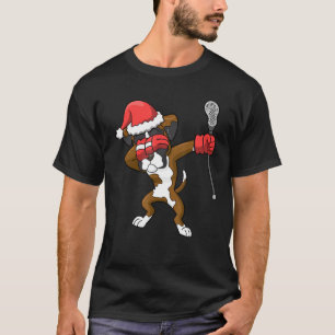 Camiseta Lacrosse Dabbing Boxer Cachorro Lax Esporte de Nat