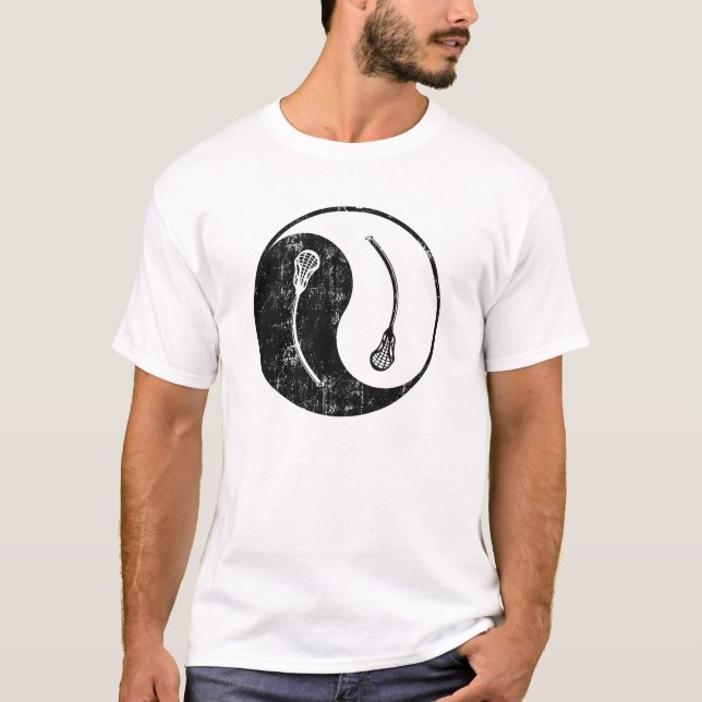 Camiseta Lacrosse de Yin Yang - estilo do vintage (Frente)