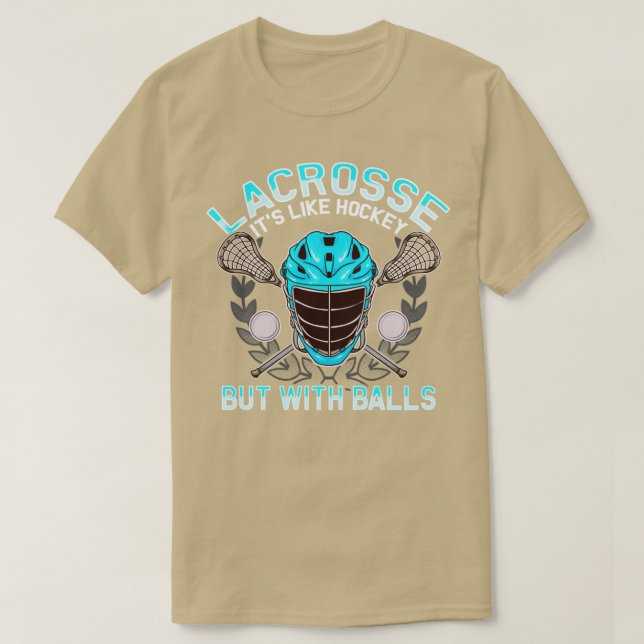 Camiseta Lacrosse É Como Hockey Mas Com Balls LAX (Frente do Design)