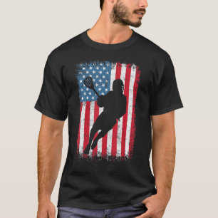 Camiseta Lacrosse EUA Bandeira Lax Homens Mulheres Meninos