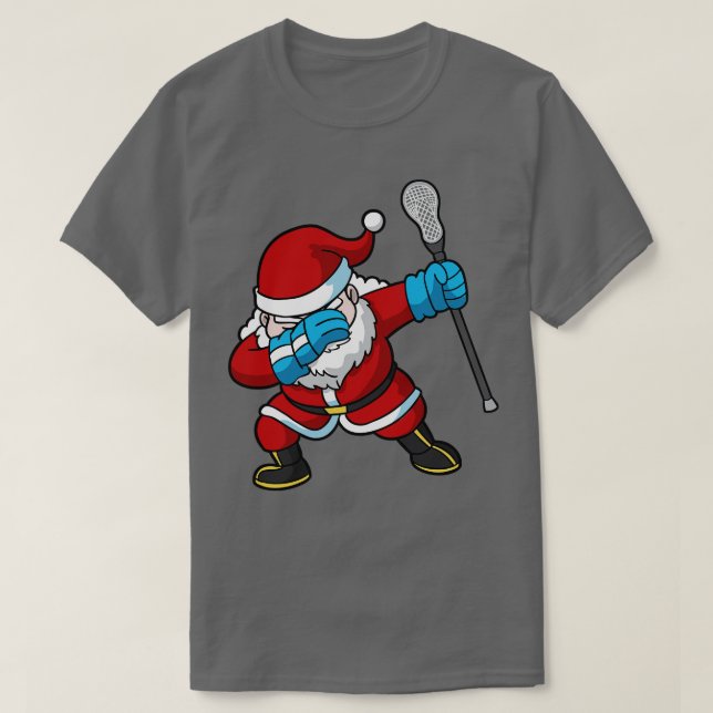 Camiseta Lacrosse Lax Dabbing Papai Noel Natal (Frente do Design)