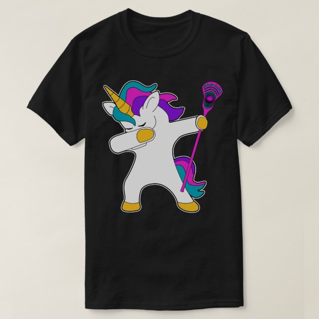 Camiseta Lacrosse Lax dabbing Unicorn Gift Fan (Frente do Design)