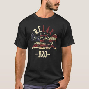 Camiseta Lacrosse Relax Bro Nós Flag Lacrosse Stick And Hel