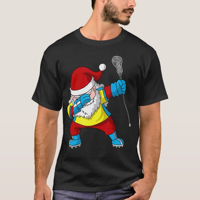 Camiseta Lacrosse Santa Claus LAX Natal Dabbing Gift (Frente)