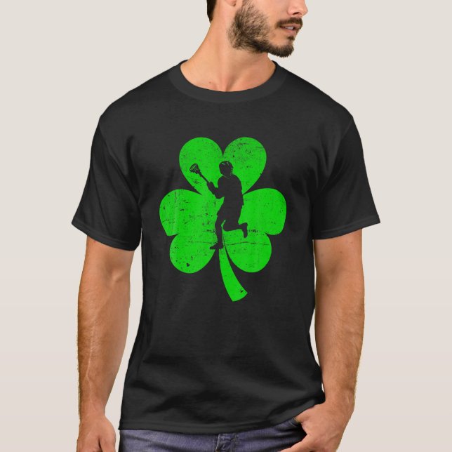 Camiseta Lacrosse Sports St. Patrick's Day Retro Shamrock I (Frente)