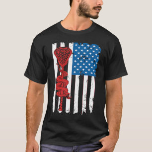 Camiseta Lacrosse Stick & Angry Cobra EUA Flag Vin
