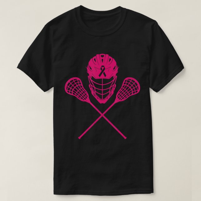 Camiseta Lacrosse Stick Brek Sensibilização para o Cancer R (Frente do Design)