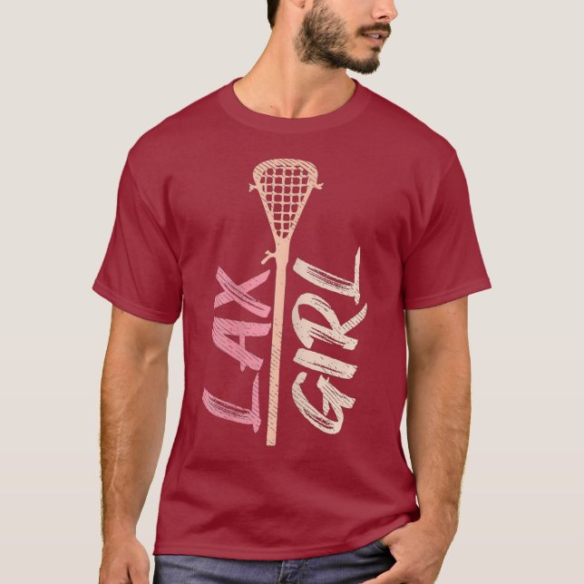 Camiseta Lacrosse Stick Lax Girl Player Mãe Goalie Wife (Frente)