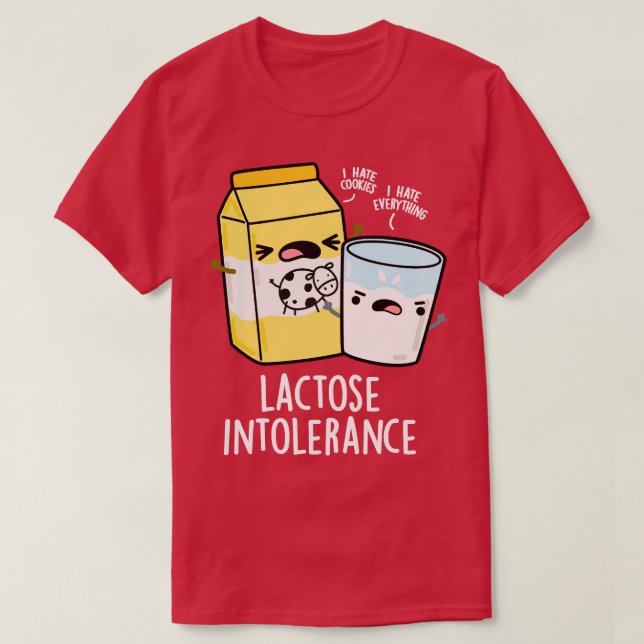 Camiseta Lactose Intolerância Engraçada Leite Pun (Frente do Design)