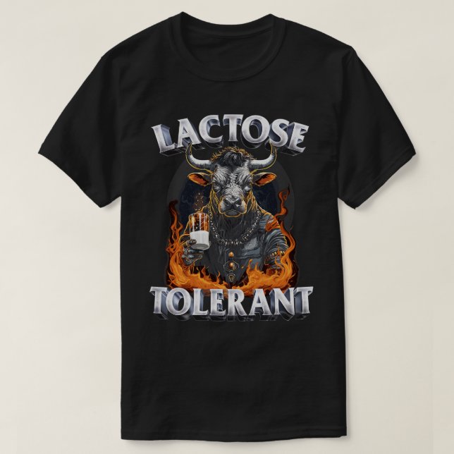 Camiseta Lactose Tolerante a Design de metal original (Frente do Design)