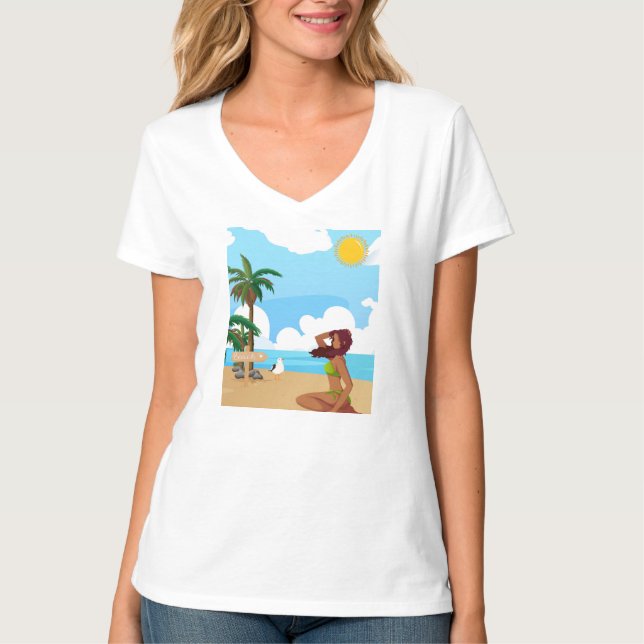 Camiseta ladie na praia (Frente)