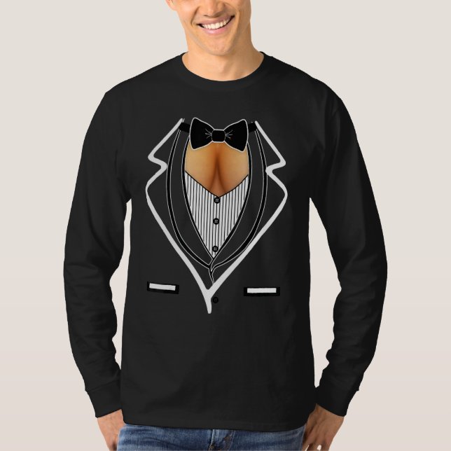 Camiseta Ladies Cleavage Tuxedo Party Mardi Gras Tailgate C (Frente)