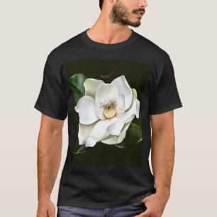 Camiseta Lado a fundo verde da Magnolia Branca
