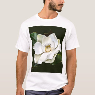Camiseta Lado a fundo verde da Magnolia Branca