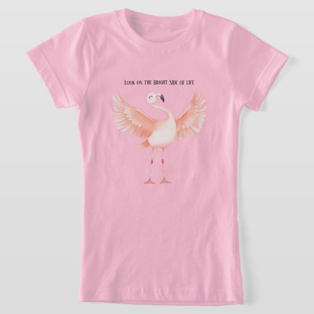 Camiseta Lado Brilhante da Vida Flamingo Rosa (Postura )