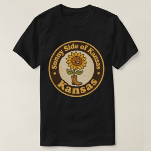 Camiseta Lado Ensolarado de Kansas_ Arte de Girassol com Bo