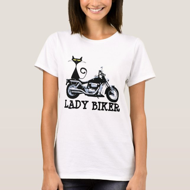 Camiseta LADY BIKER, T-shirts CAT (Frente)