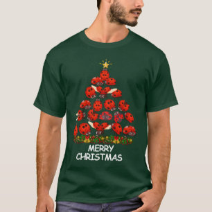 Camiseta Lady Bug Christmasree Merry Retro de Natal