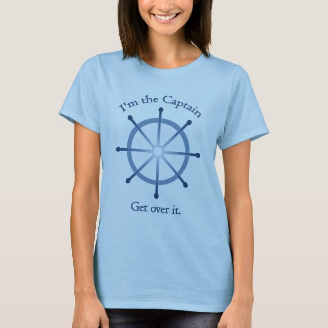 Camiseta Lady Capitão Helm Ship Wheel Blue T-shirt (Frente)