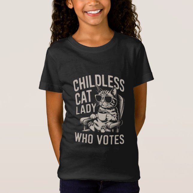 Camiseta Lady Gato Infantil 2024 Votação Kamala (Frente)