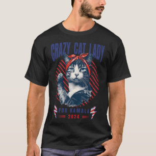 Camiseta Lady Gato Louca Para Gato Sem Fios De Kamala Lady